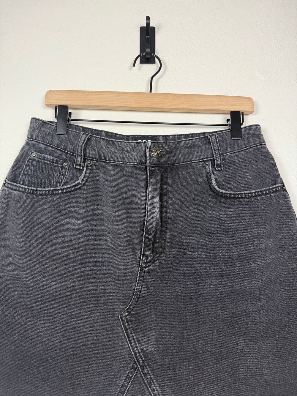 Vintage Washed Black Denim Mini Skirt Size L